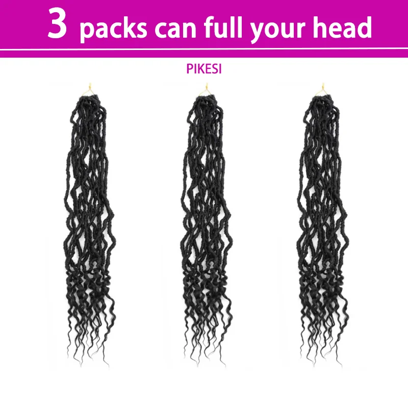 Capelli all'uncinetto Faux Locs da 14 pollici, Locs all'uncinetto sintetici morbidi Boho con estremità ricci, Trecce all'uncinetto Bohemian Goddess Locs per le donne