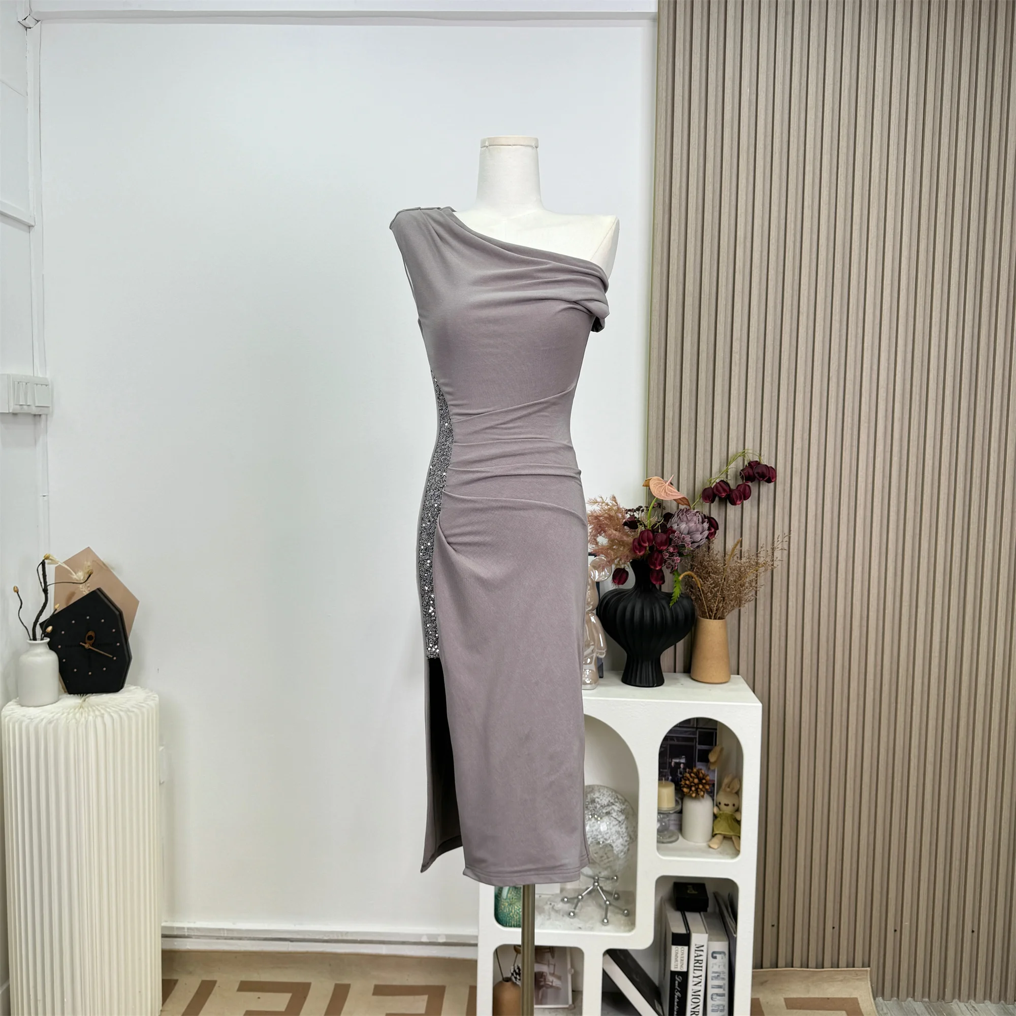 

Summer New Dress Women Fashion Sexy Split Sleeveless Backless Slim Maxi Dress Female Casual Club Elegant Lady Party Dress