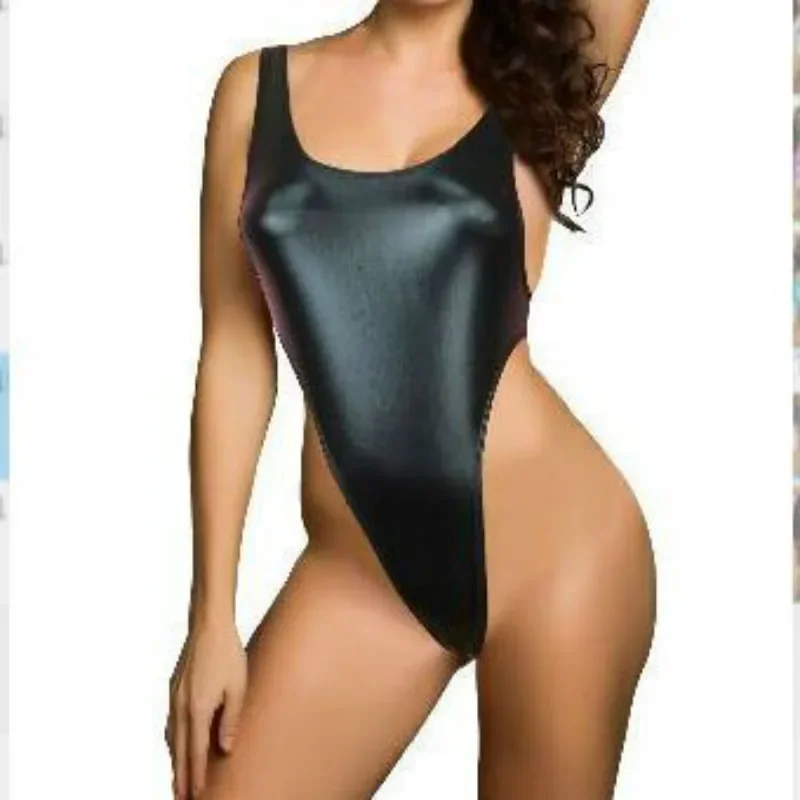 New High Elastic Women Hot Sexy Bodysuits Leather Catsuit