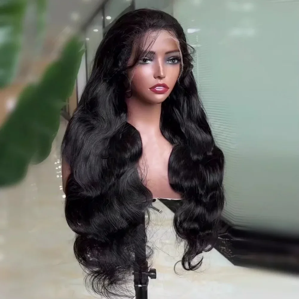 26Inch Soft Black Body Wave 180Density Long Deep Lace Front Wig For Women With Baby Hair Preplucked Glueless Heat-Resistant