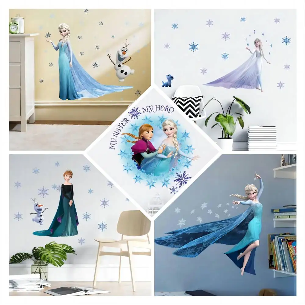 ملصقات حائط للأميرة إلسا فروزن كرتونية لغرفة الأطفال ورياض الأطفال وغرفة المعيشة وغرفة النوم وملصقات الفيلم #1