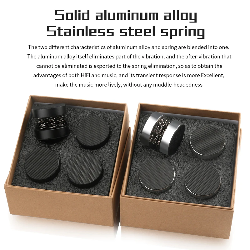 4Pcs HiFi Audio Foot Pad Aluminum Alloy Spring Shock Absorption Speaker hine isolation Feet