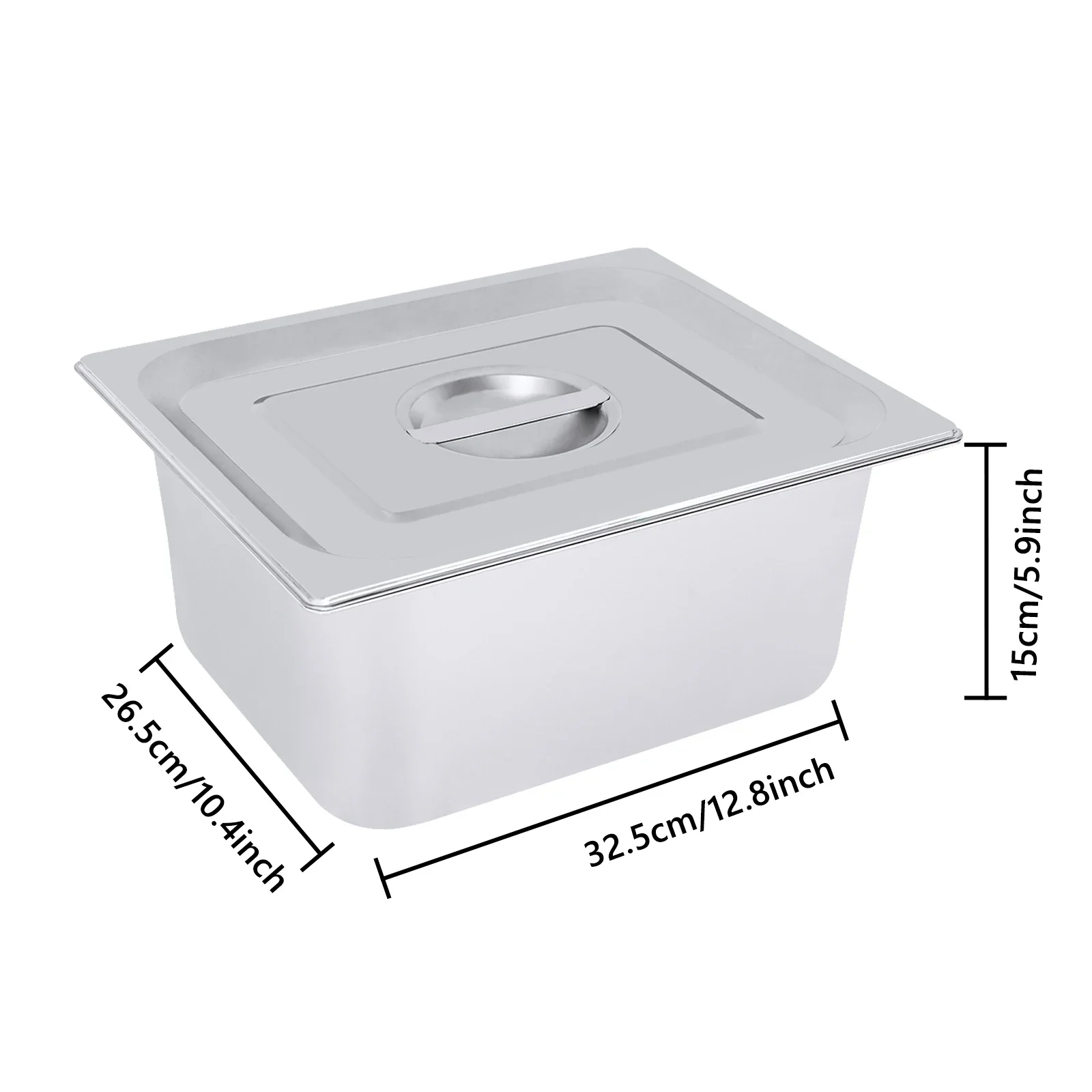 4個パック 6インチ深さ 1/2サイズ スチームテーブルパン 蓋付き ホテルフードパン ステンレススチール