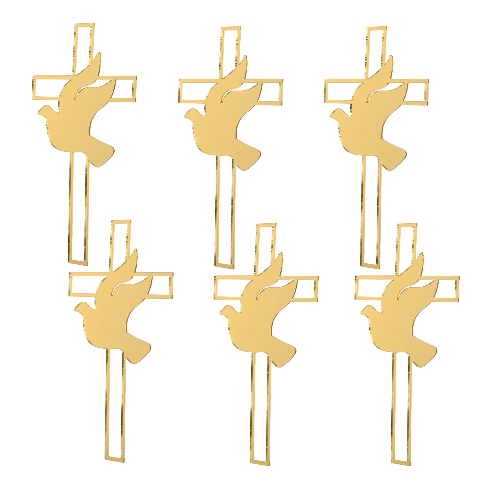 

6pcs Peace Dove Cross Cake Topper Acrylic Decoration Dessert Party Accessories Baptism Wedding Anniversary Communion
