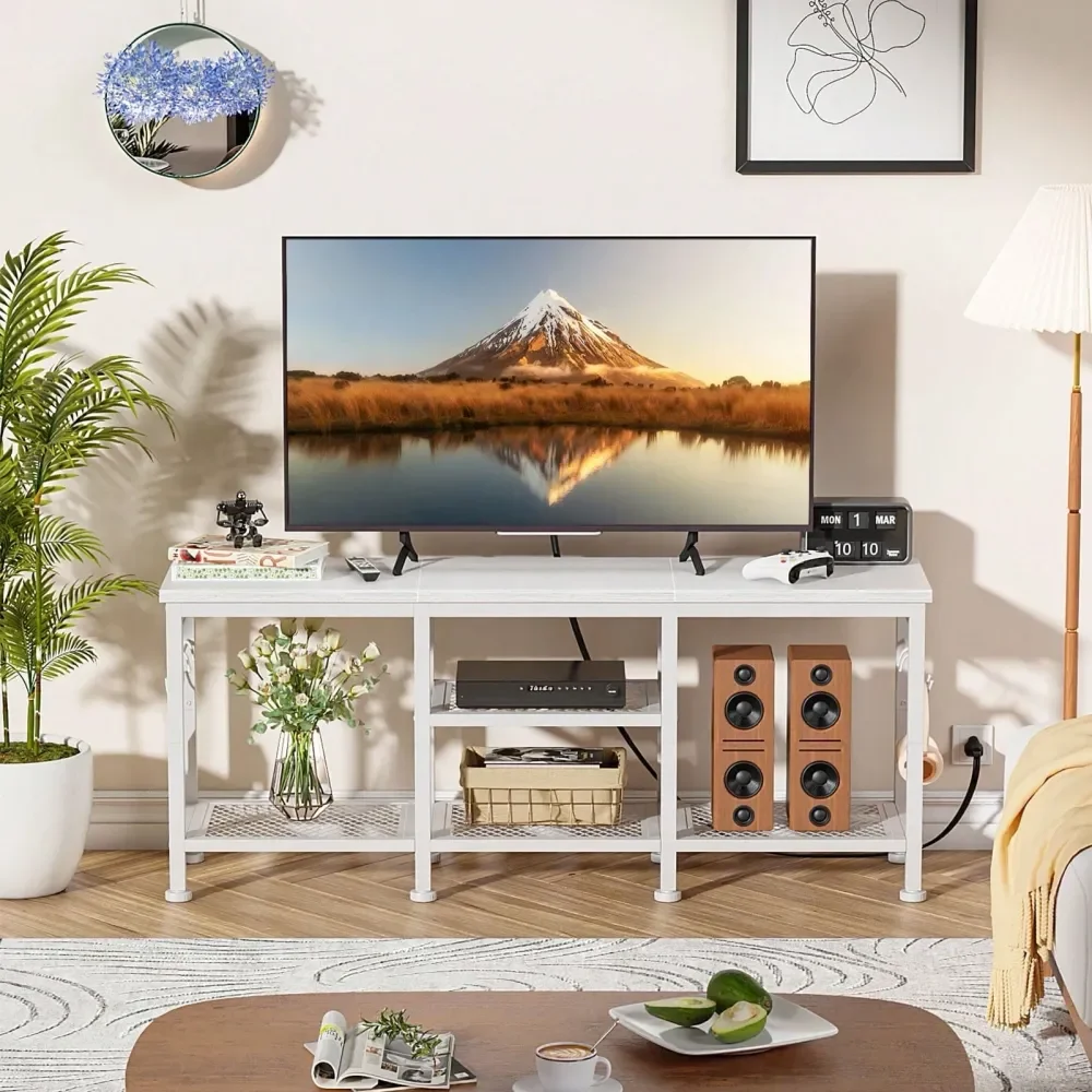 

TV Stand For TVs To 55 TVs, Entertainment Center With Storage, Sturdy Media Console Table