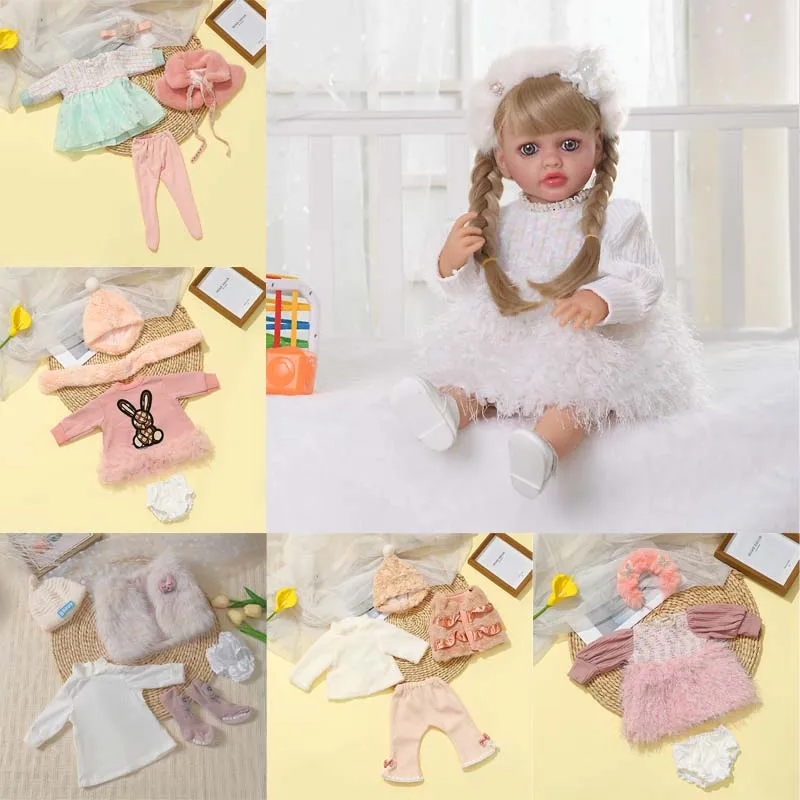 

Одежда для куклы Reborn для куклы 55 см, плюшевое платье и штаны, комплект одежды, аксессуары для кукол 21,65 дюймов, игрушки, аксессуары для одежды