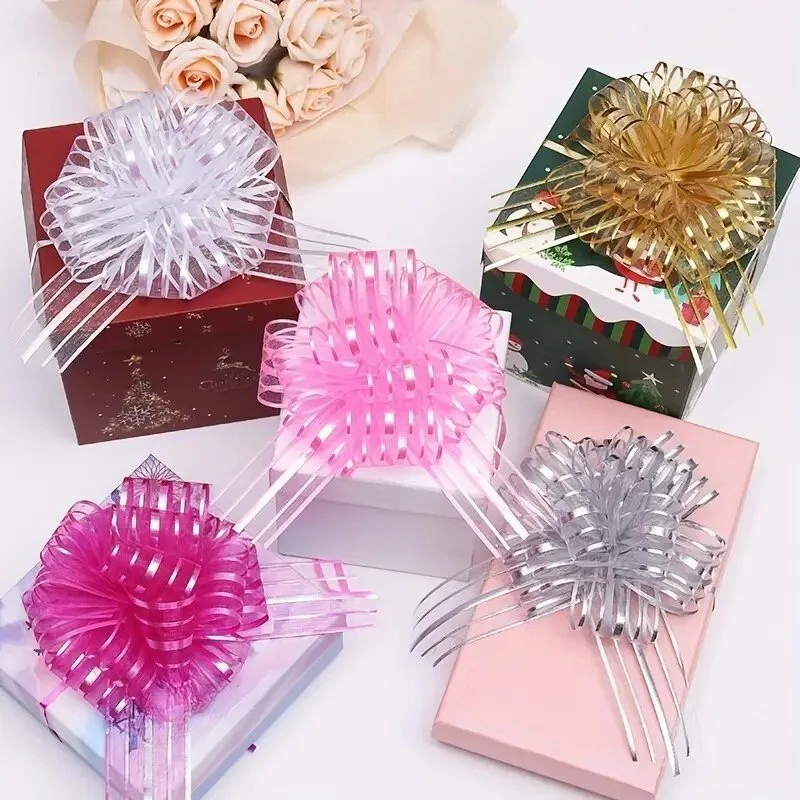 3/5/10PCS Large Organza Pull Bows Wedding Bow Pull Flower Gift Packing Candy Box DIY Birthday Party Wedding Car Christmas