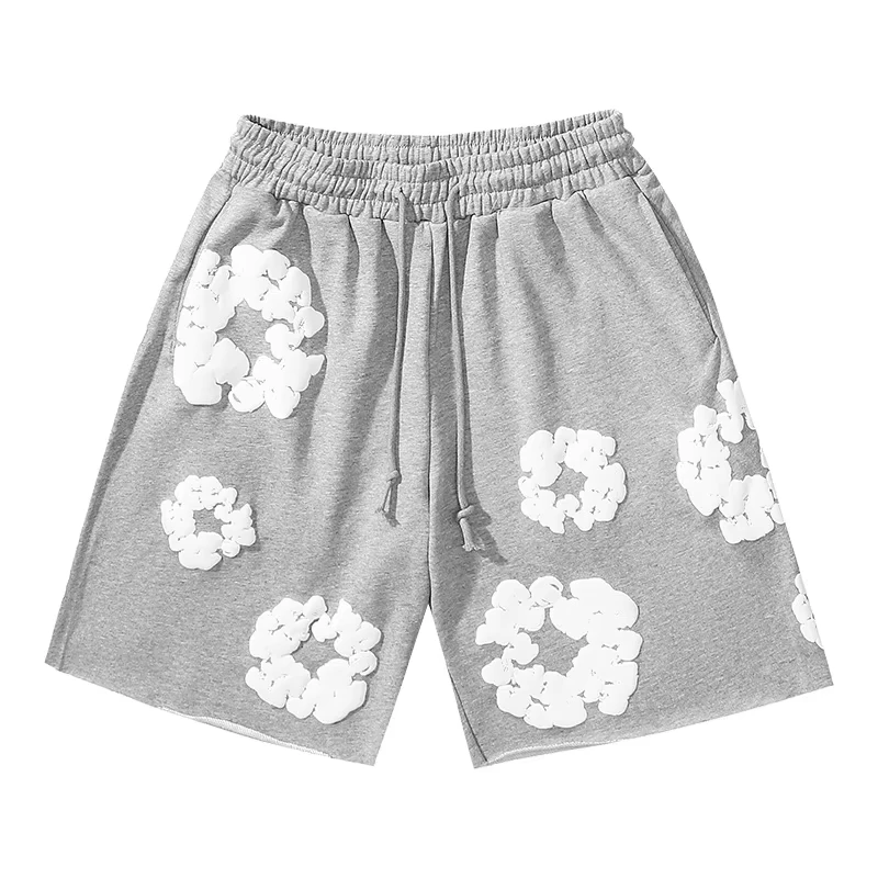 American Fashion Brand Cotton Foam Printed Shorts For Couples Unisex Loose Oversized Summer Women Casual Half Pants