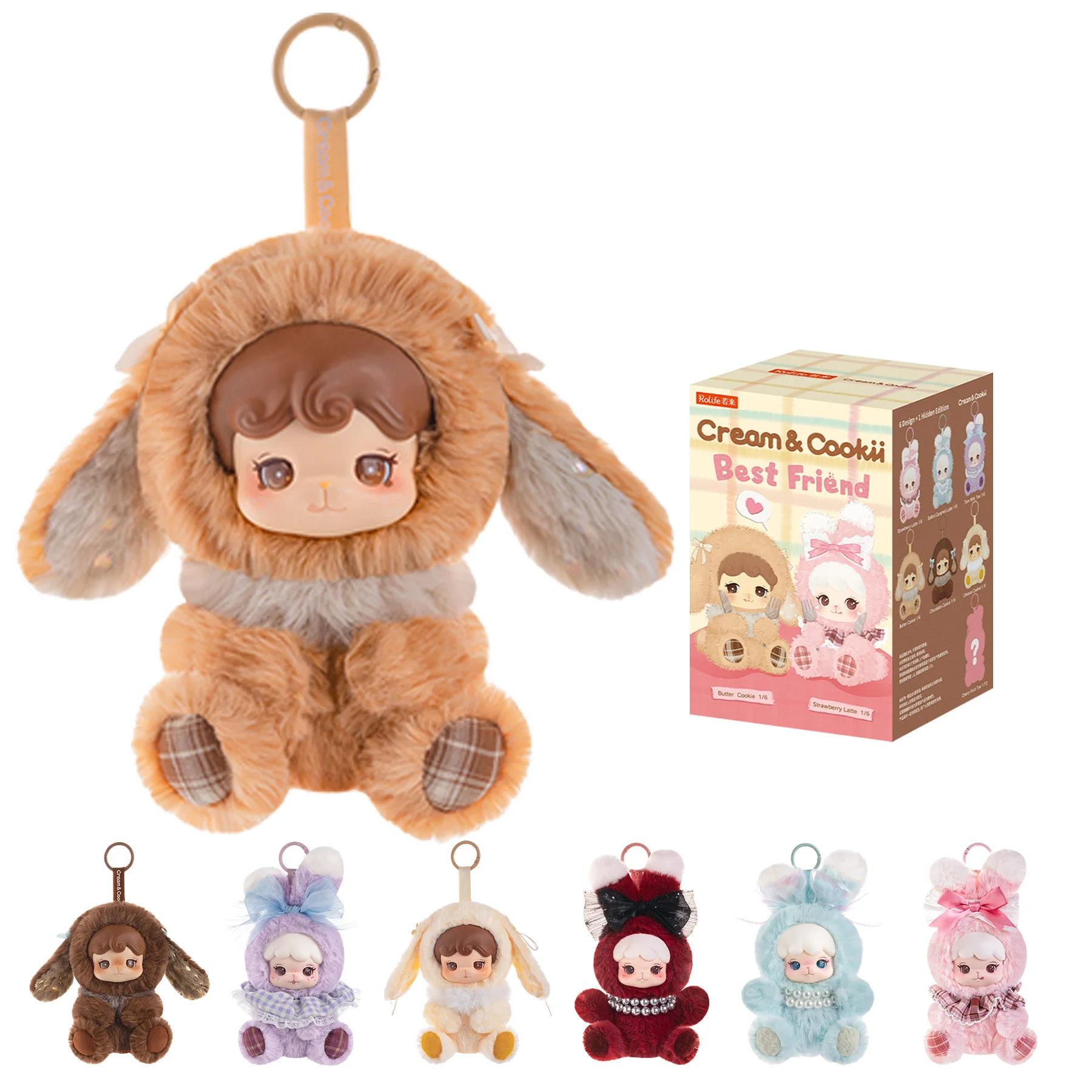 

Rolife Plush Blind Box Cream & Cookii Bunny Best Friend Action Figure Collectible Plush Doll Toys Surprise Box for Kids Friends