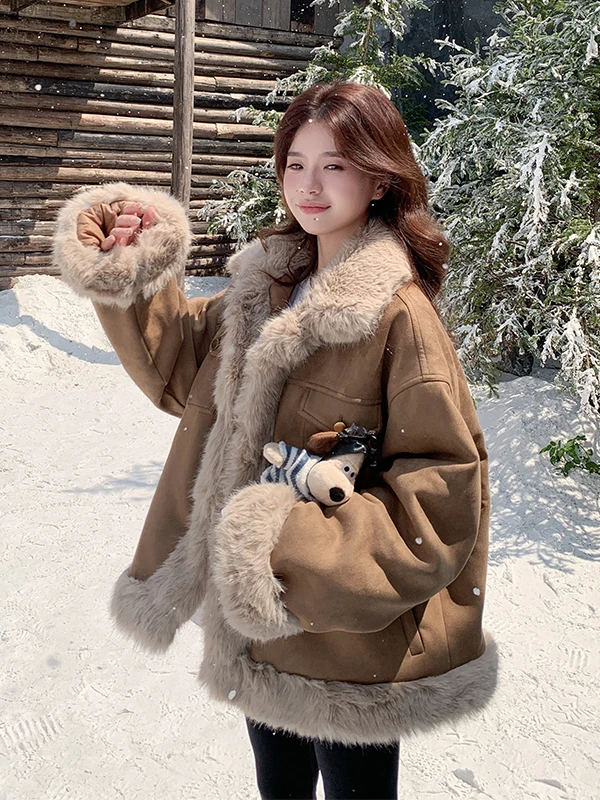 ラムファージャケット女性用オートスティーンドウォームインナーフェイスレザーとファー一体型秋冬新作小さいサイズ