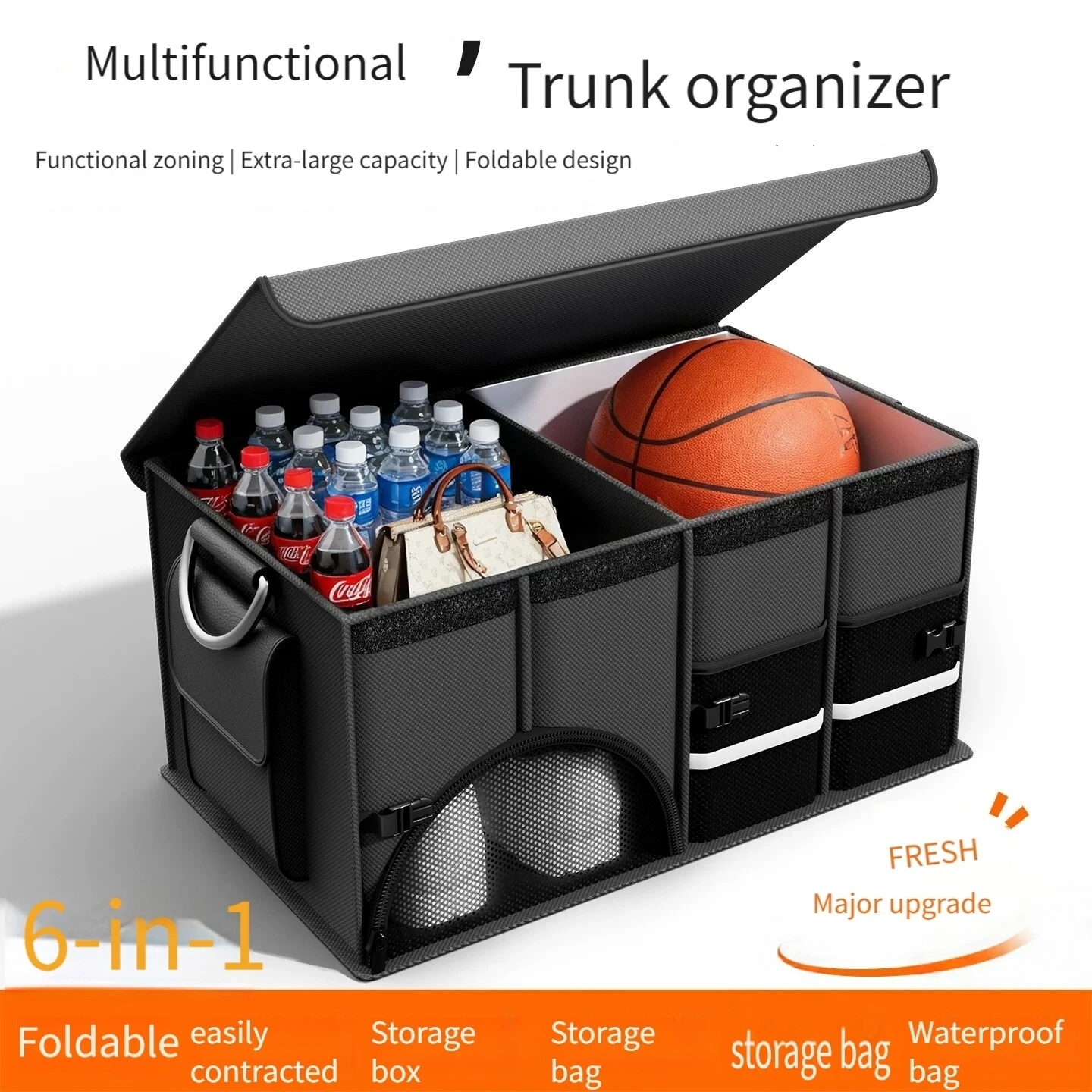 Car Trunk Organizer Foldable Storage Box - Robuster 72L Kofferraum-Organizer mit Großer Kapazität,