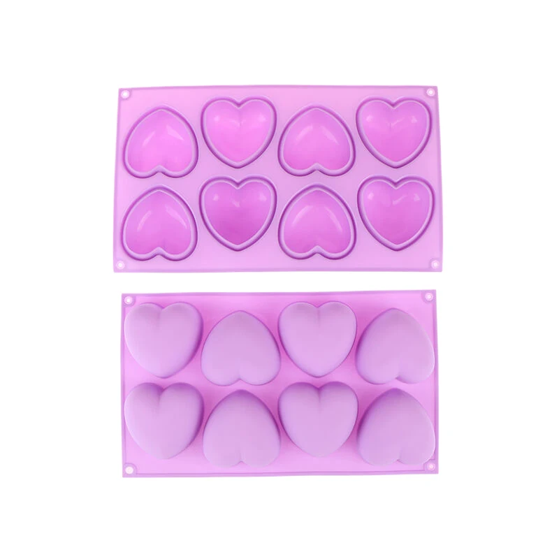 Molde de silicona para pastel de Mousse de corazón de 8 cuadrículas, molde para vela de pastel de postre DIY, herramientas de decoración de pasteles para hornear de gelatina de Chocolate para el Día de San Valentín