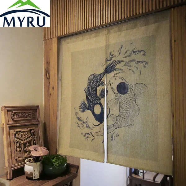 MYRU Japanese style door curtain Restaurant bathroom feng shui bedroom door curtain  taijitu fish curtain