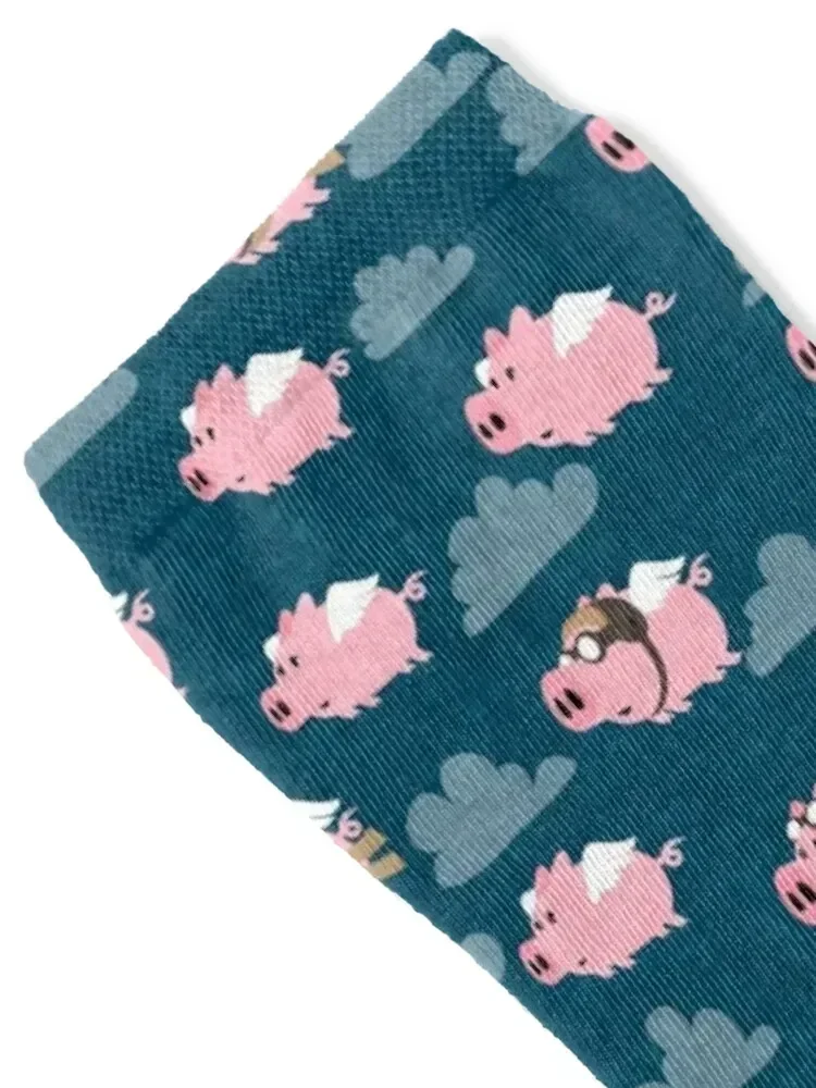 Aviator Pigs - flying pigs (dark blue) Socks funny sock Soccer hockey Socks Men's Women's