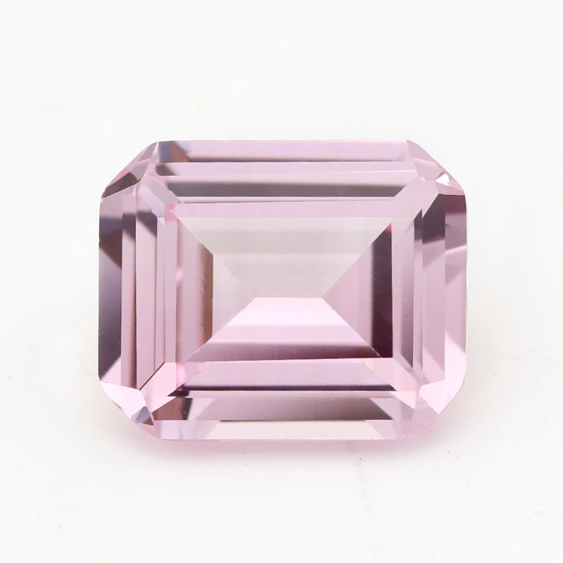 Top Morgan Pink Color Flame Melted Emerald Cut Selectab Certificate Synthetic Cultivate Sapphire Gemstone For DIY Jewelry Making