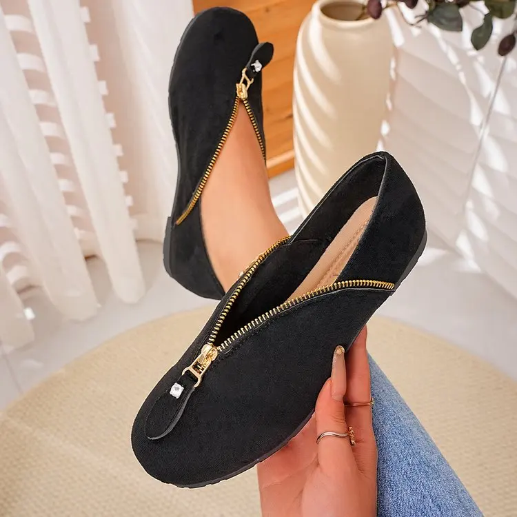 Kuhwildleder Slip-on Flache Schuhe mit Niedrigem Schaft für Damen