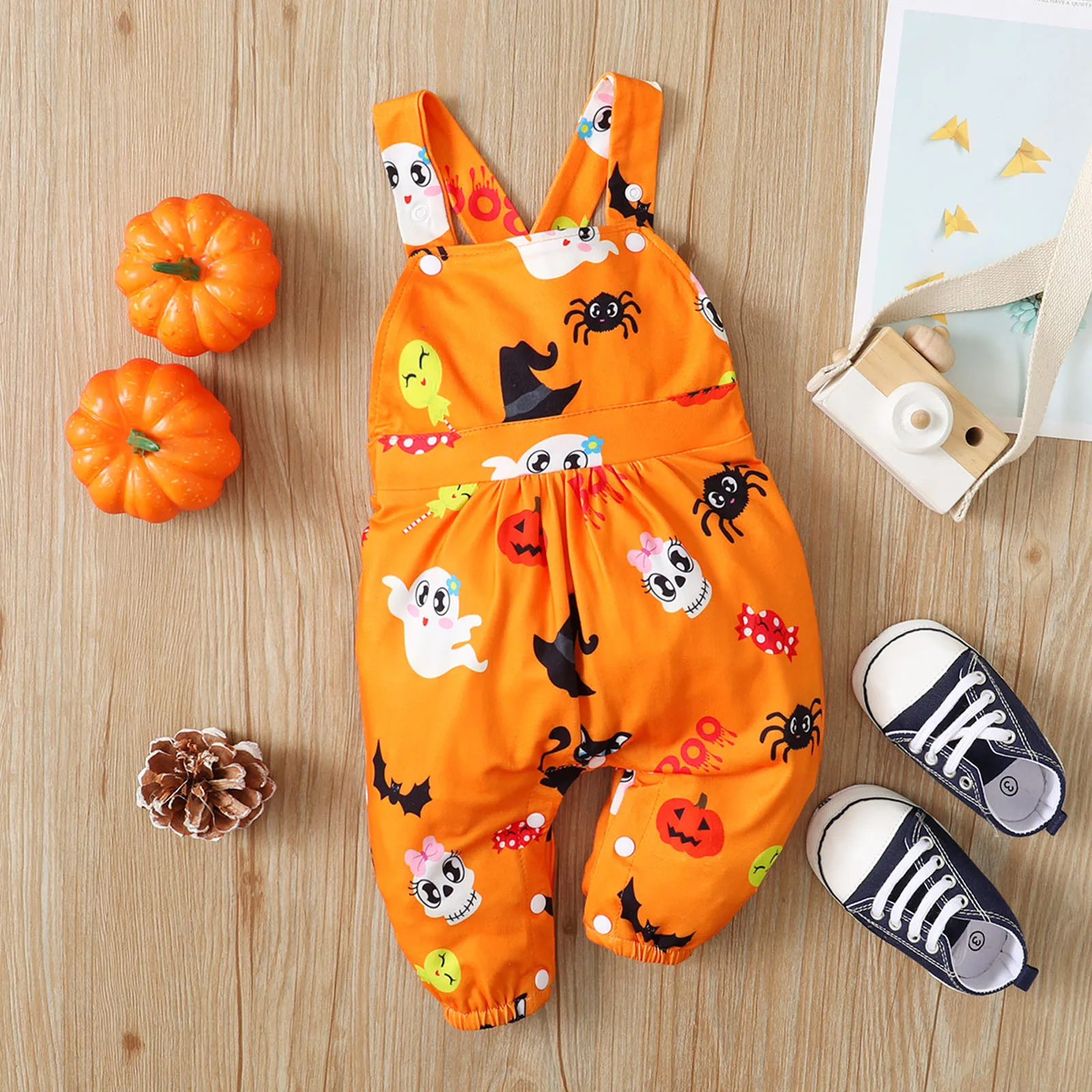 Infant Boys Girls Halloween Sleeveless Romper Cartoon Prints Jumpsuit Girls Summer Clothes Size 6