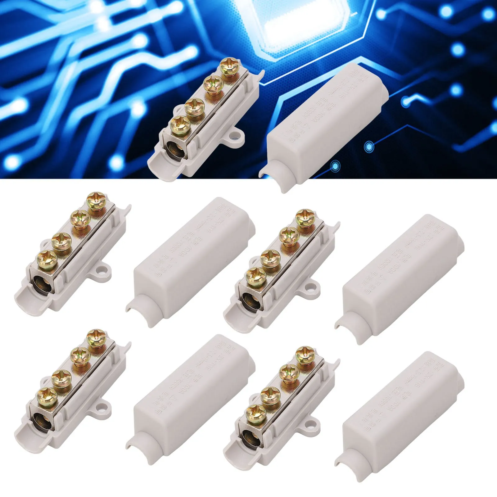 

100A 1000V High Power Wire Cable Connector 2.5‑16mm² Electrical Wiring Junction Box Terminal Block Quick Wire Connector