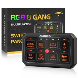 AUXBEAM RA80 XL 8 Gangs RGB LED Pannello interruttori on-off TOGGLE/MOMENTARIO/MOMENZIAMENTO MODO PULSATO Sistema di relè di potenza elettronico universale