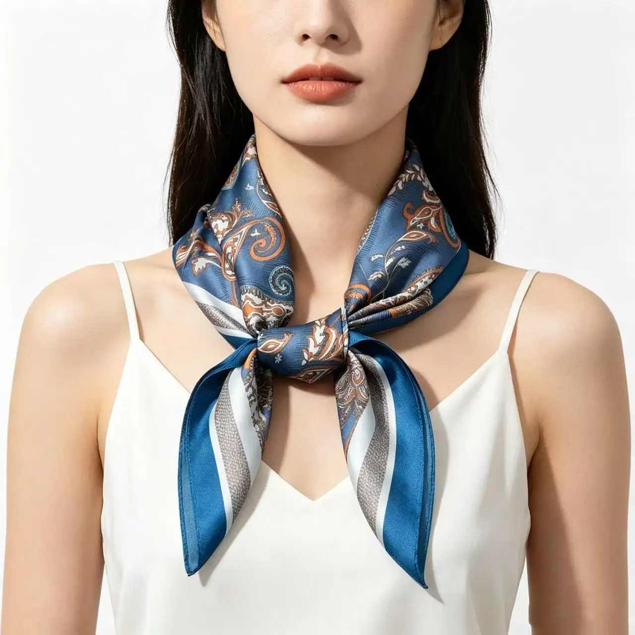 

Luxury Paisley Women Square Scarf Silk Imitation Floral Print Neckerchief Bandana Lady Shawl Scarves Wrap Head Hair Band Ties