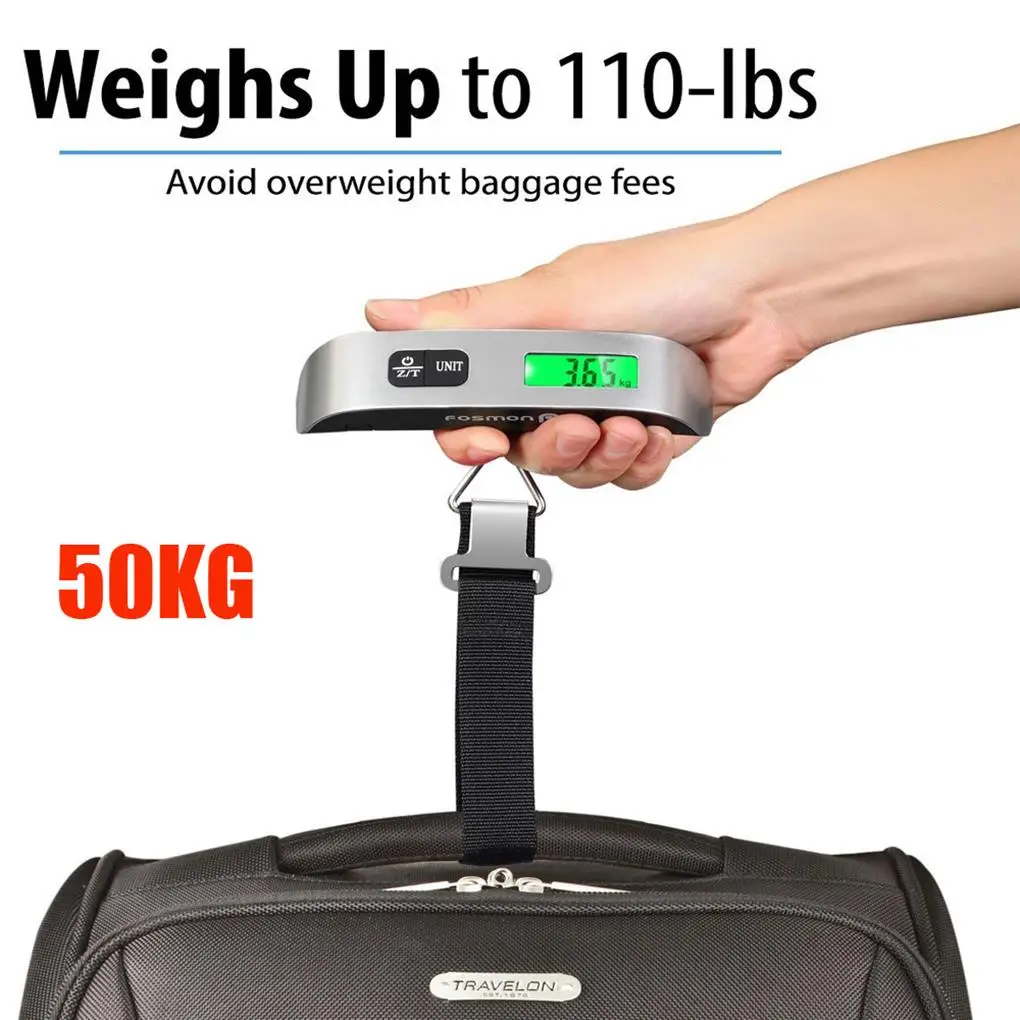 

Portable High Precision Scale Digital LCD Display Suitcase Travel Bag Hanging Steelyard Hook Balance Scale Tools 110lb/50kg