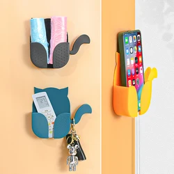 Wall Mount Remote Control Holders Organizer Self Adhesive Remote Case Holder Cell Phone Charger Holder Cat Shape Storage Box