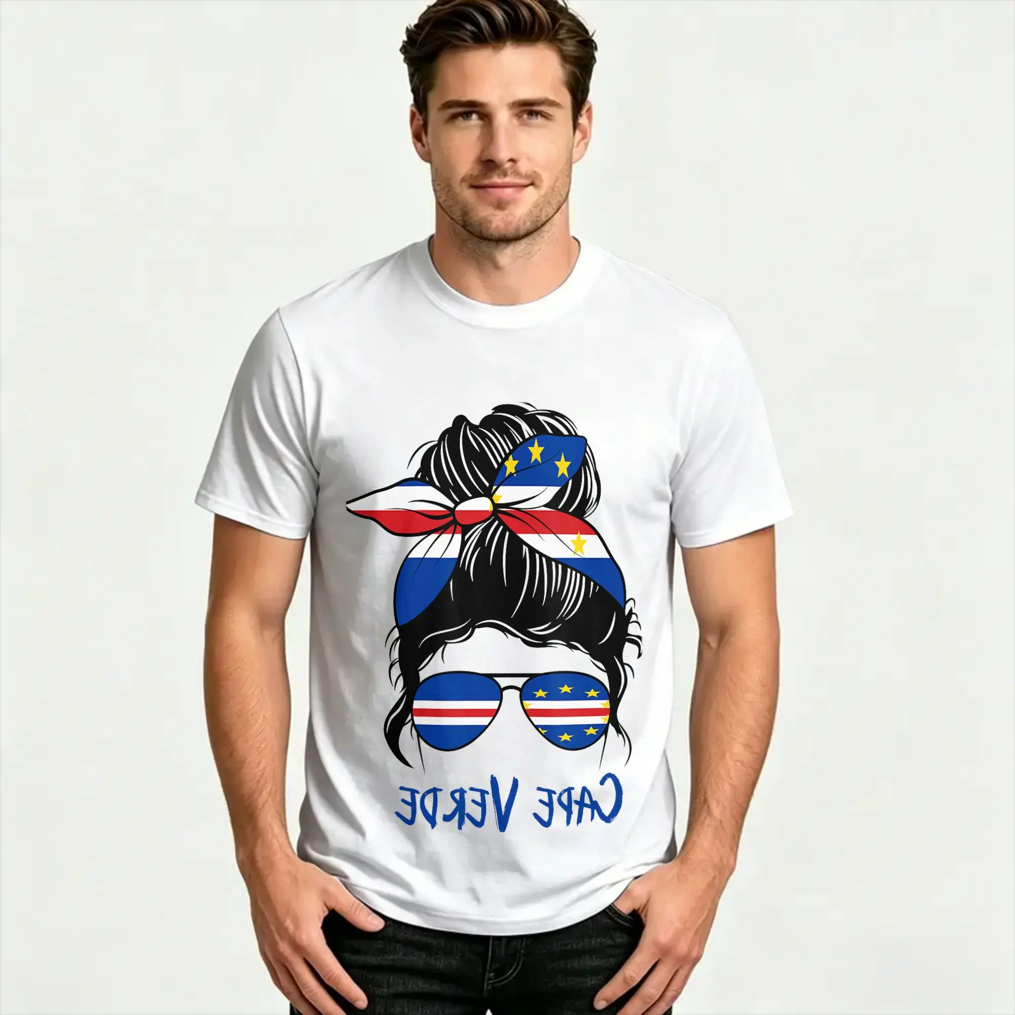 Cape Verde Girl Cape Verdean Girl Cabo Verde 100% Cotton T-Shirt For Couple Summer  O Neck Leisure Tees Oversize Pattern Tops