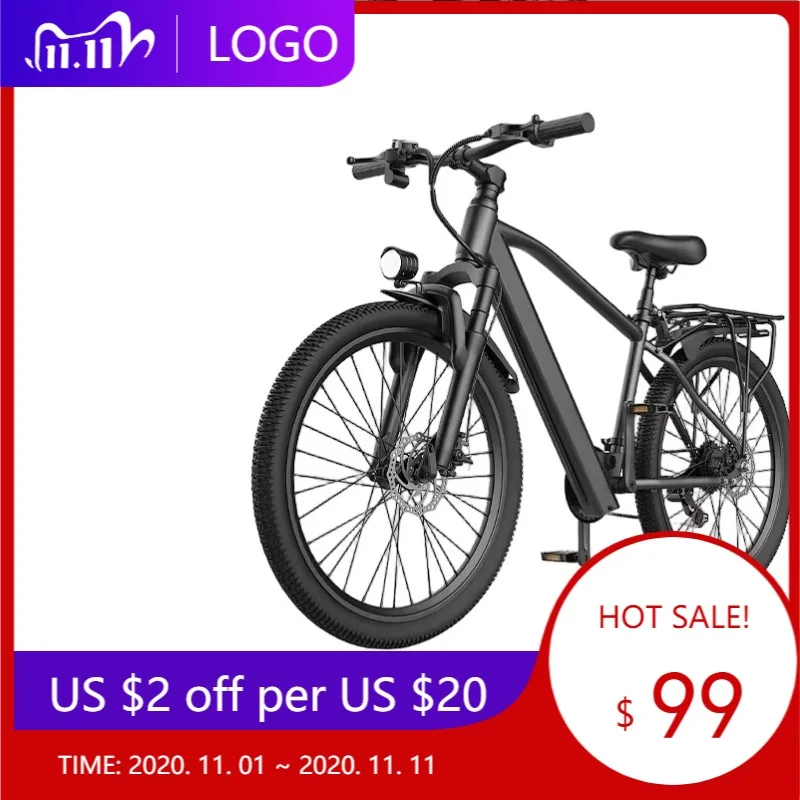 DXYYB300 adult sports electric bicycle, urban 400W brushless motor 21 speed, steel 26-inch snow tires, suspension system