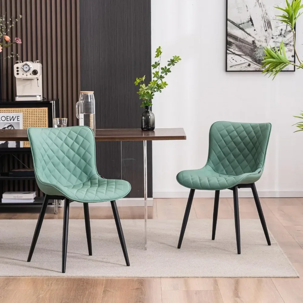 Chaises de Salle à Manger Modernes du Milieu du Siècle, en Cuir PU, avec Pied en Métal