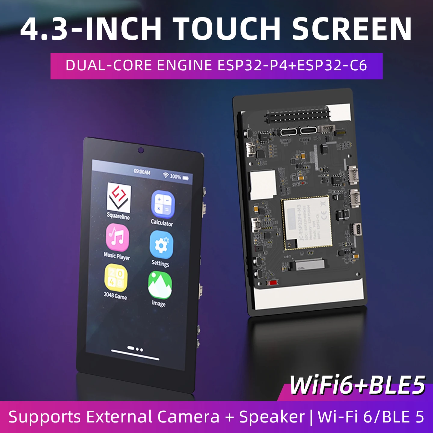 4,3 Zoll 32 MB PSRAM 16 MB Flash 800 x 400 IPS-Bildschirm ESP32 P4 Entwicklungsboard Display Onboard ESP32-C6 Chip-Unterstützung WiFi6 BT5