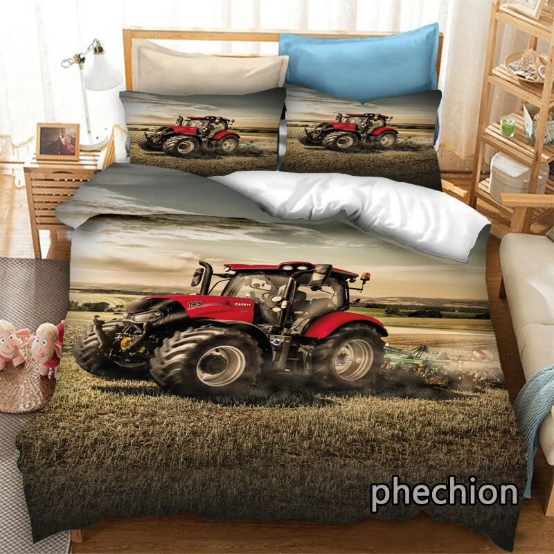 

phechion Agriculture Machinery Tractor 3D Print Bedding Set Duvet Covers Pillowcases One Piece Comforter Bedding Sets K251