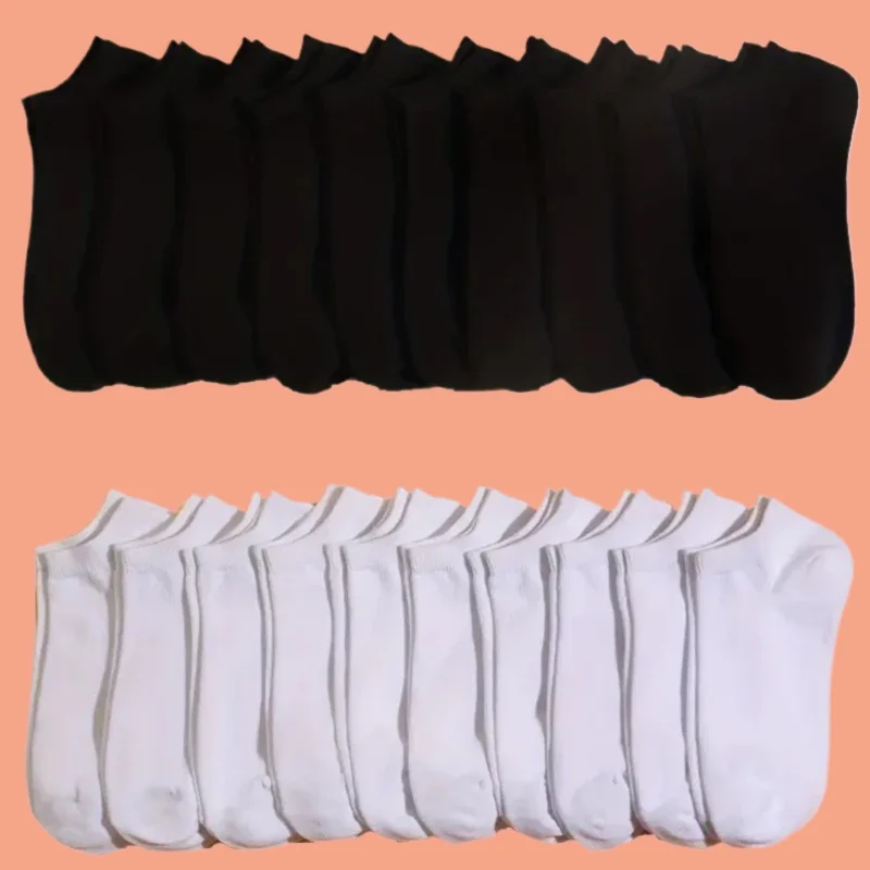 5/10/20 Pairs 2024 New High Quality Simple Solid Socks Soft Lightweight All-match Low Cut Ankle Socks Men Women Cotton Socks