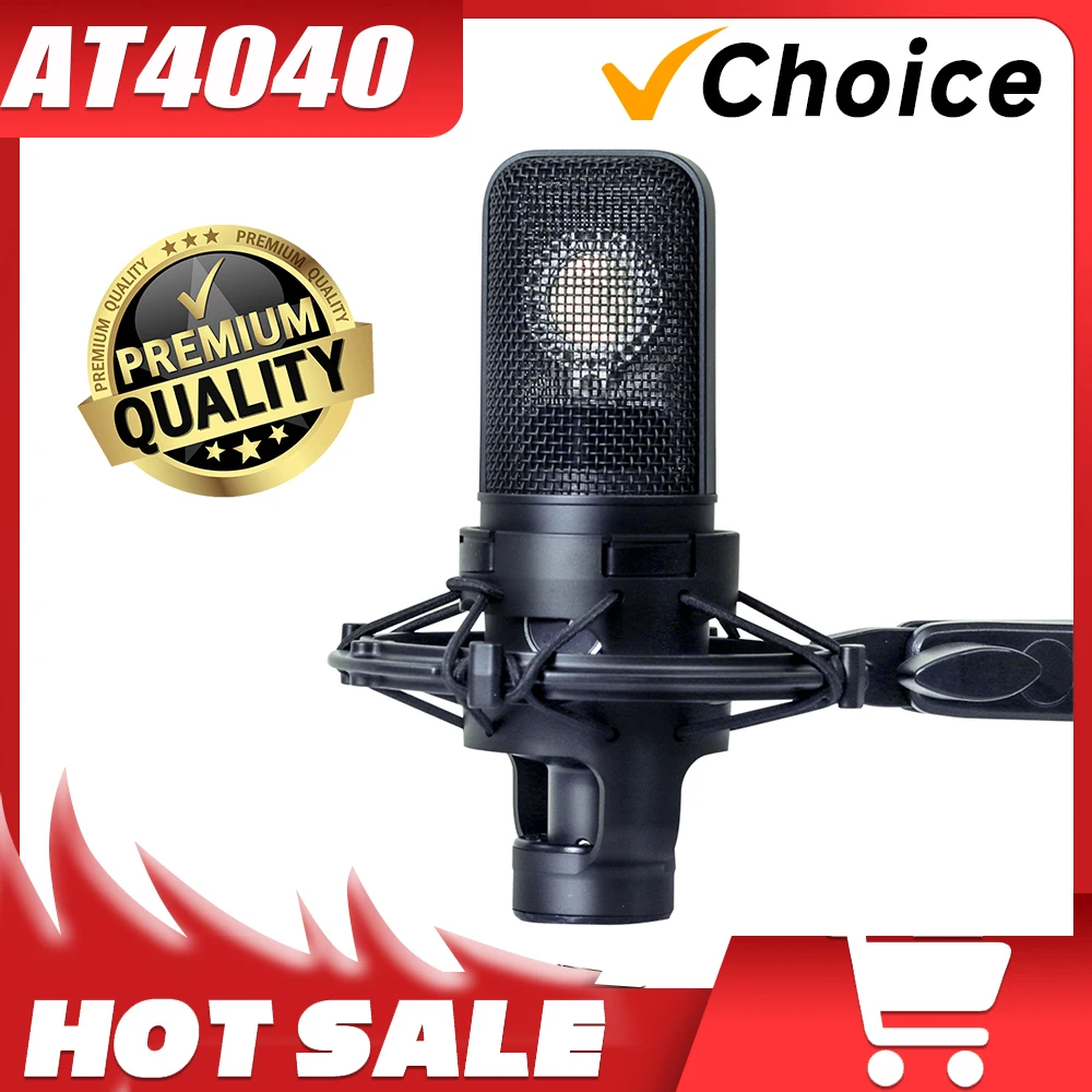 AT4040 Large Diaphragm Cardioid Condenser XLR Microphone with   for Studio Broadcast Live Sound Vocal Recording Podcast