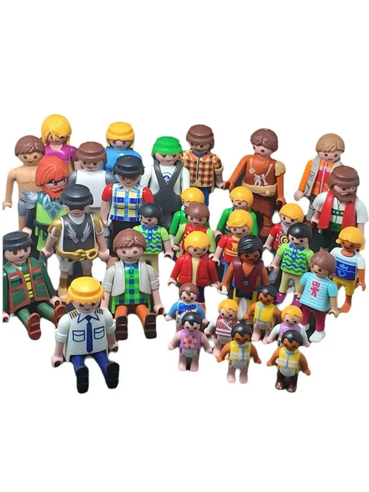 5PCS Playmobil Toy Set Original Mini Figures Rider Pirates Knights Police Men Blocks Brinquedos Kids Gifts Playmobil Toy 7cm