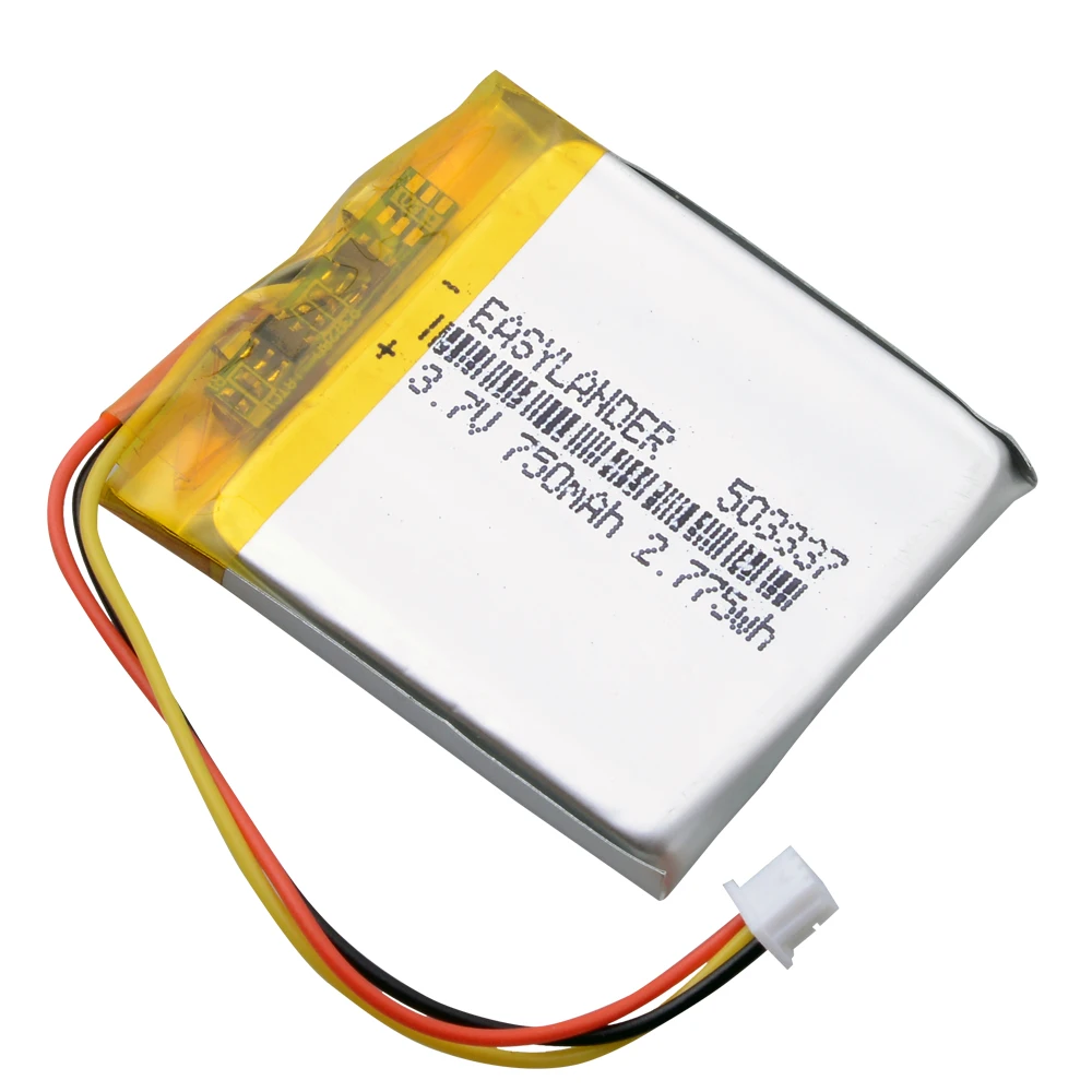 3.7V EU053337p 750mah 503337 Rechargeable Lithium Li-ion Polymer Battery for Baby Monitor DVR GPS MP3 MP4