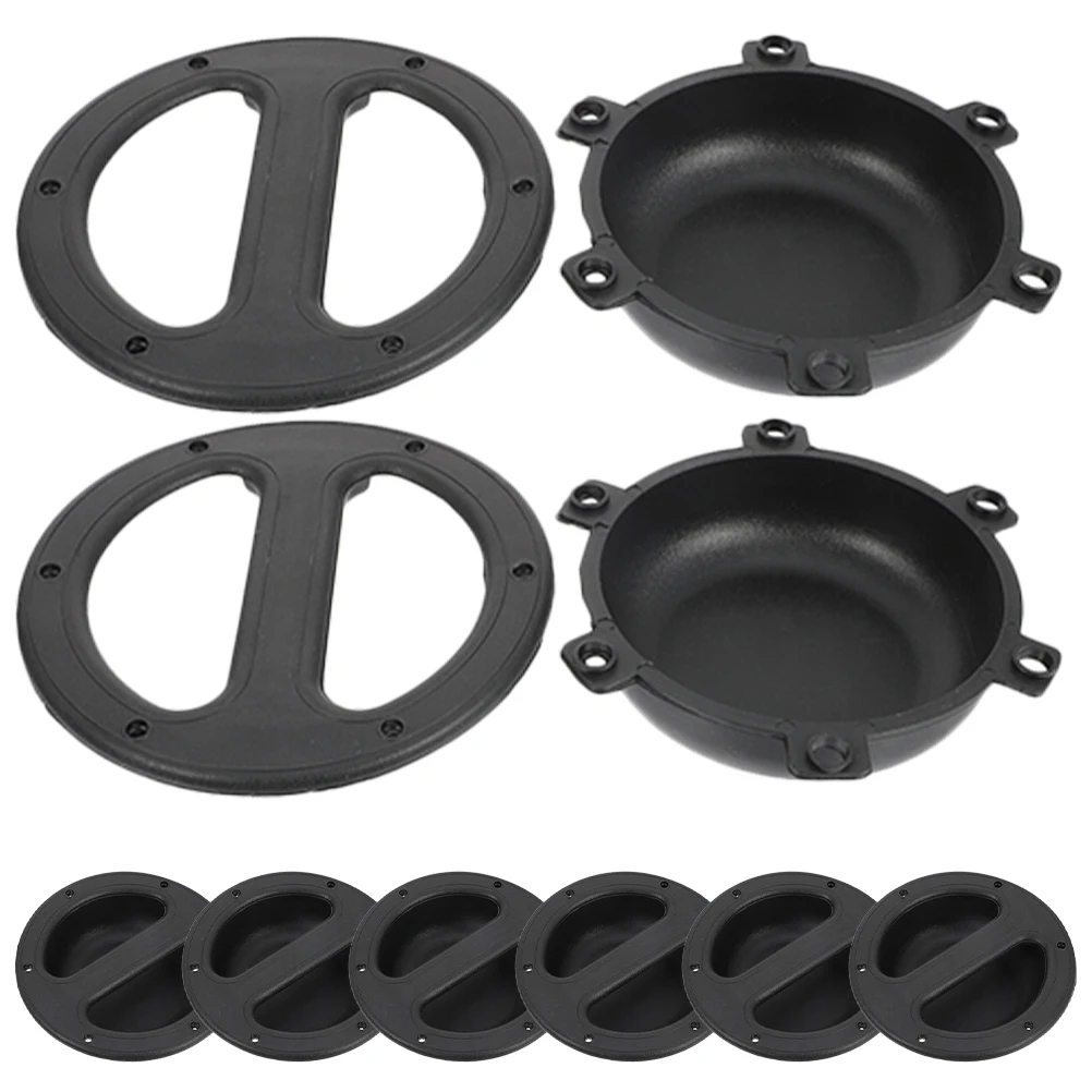 

8pcs Speaker Round H les Pulls Black Recessed Door Heavy Duty Replacement Audio Fittings Speaker Supplies Durable Impact