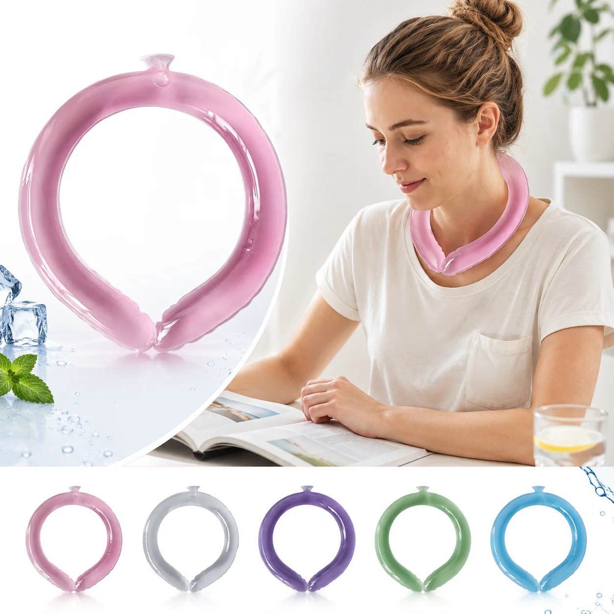 3 Summer Cooling Neck Collar Reusable 150g Ice Ring Hands Free Heat Relief for Gardening Hiking Cooking Golf Outdoor Daily Use