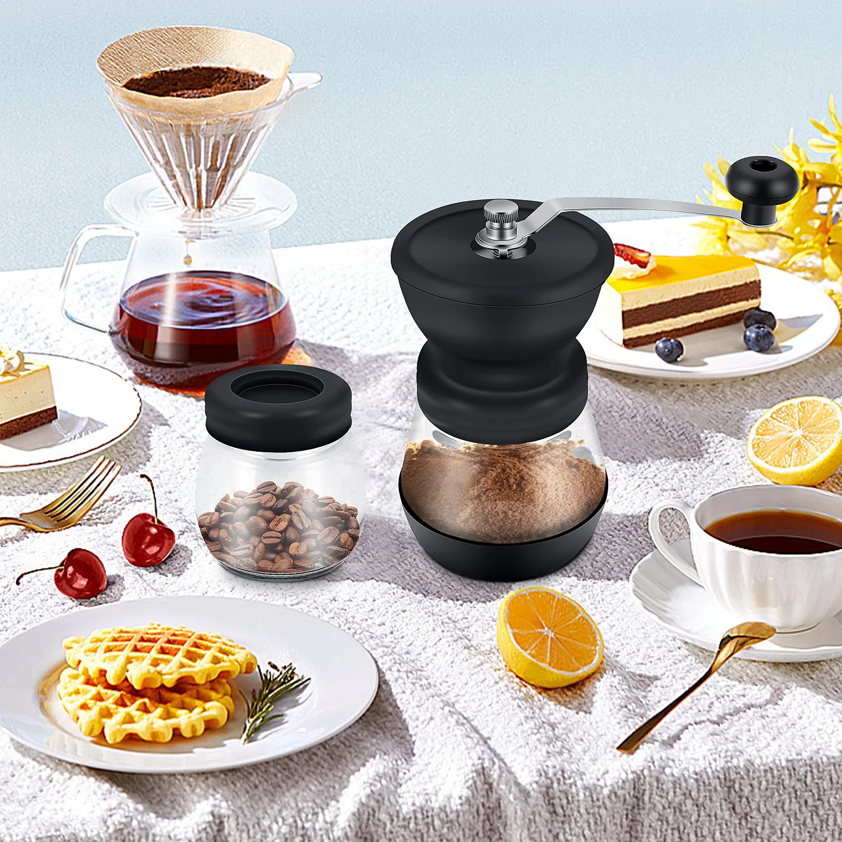 

AB08-Manual Coffee Bean Grinder With Burr, Hand Coffee Grinder Mill For Drip Coffee, Espresso, French Press