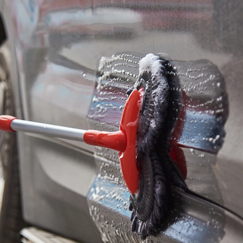 Mop rotante a doppia testina per autolavaggio forniture Auto Mop telescopico a tre sezioni accessori per la pulizia della finestra del tetto