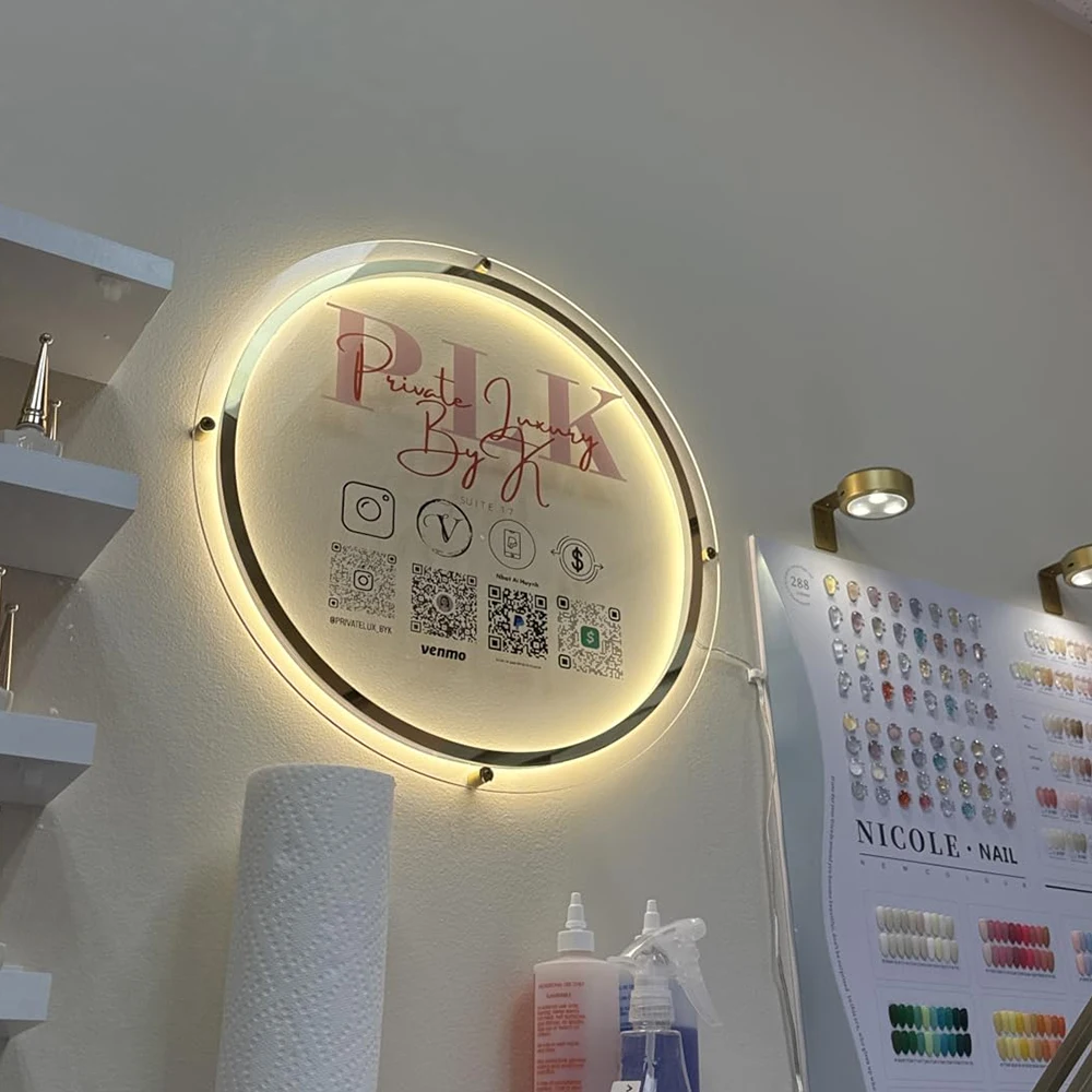 Custom Signboard LED Acrylic Neon Backlit Business Sign Neon Light Name Personalise Custom Logo Deco Office Door Sign Wall Signs