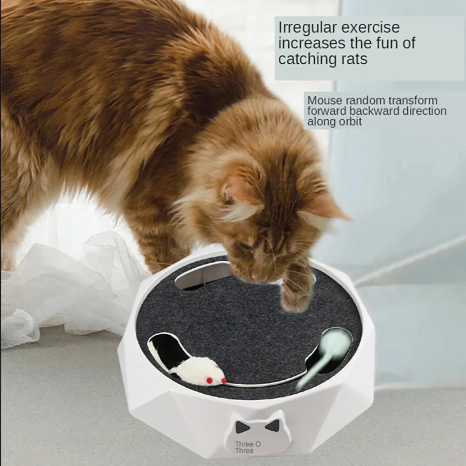 Exciting Interactive Cat Toy - Engaging Automatic Rotating Mouse Teaser for Thrilling Adventures - Endless Hunt and Seek Playtim