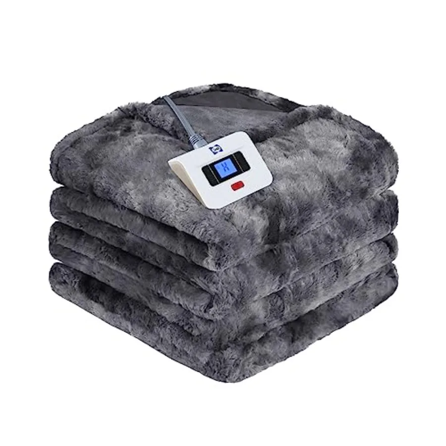 

Electric Blanket Twin Size Faux Fur and Flannel Fast Heated Blanket with 10 Heating Levels and 1-12 Hours Auto Off Machine Wash