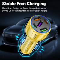 5 Ports 75W USB Car Charger 3USB+Type-C PD Car Phone Charger QC3.0 Cigarette Lighter Adapter for iPhone Huawei