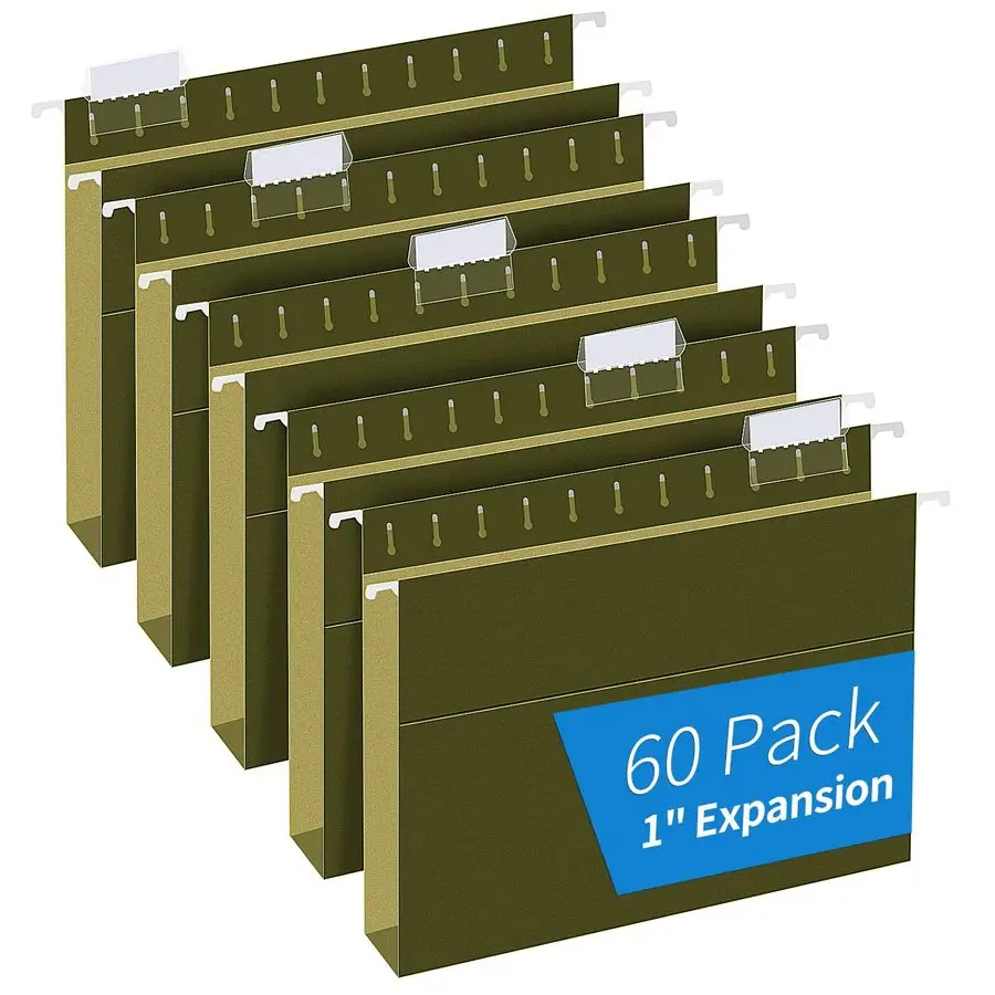 

Capacity Hanging File Folders, 60 Pack Letter Size Reinforced Hanging Folders with Heavy Duty 1 Inch Expansion for Bulky Files,