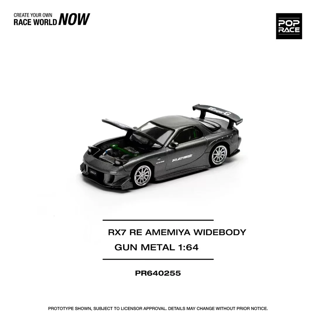 

PreSale Pop Race 1:64 RX7 FD3S RE AMEMIYA Widebody Gun Metal Openable Hood Diecast Diorama Car Model Toy