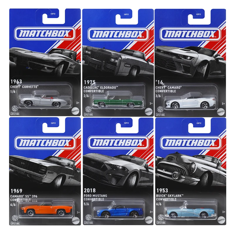 Matchbox 2024 American Convertibles Chevy Corvette Cadillac Eldorado Chevy Camaro Ford Mustang Buick Skylark 1/64 Car Toy GGF12