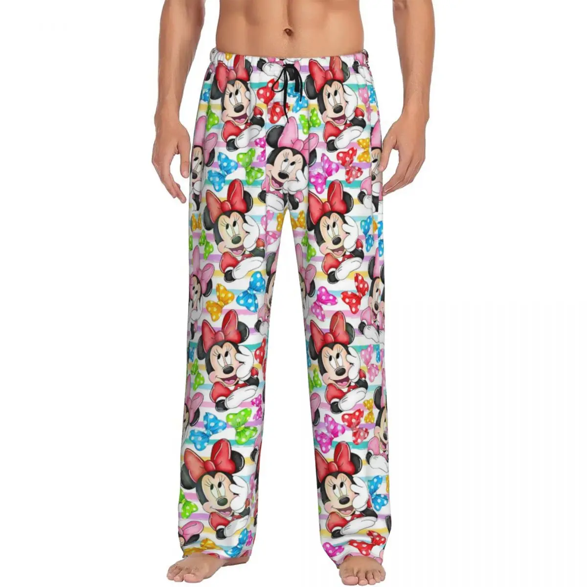 

Мужские пижамные штаны с индивидуальным принтом Минни Маус, аниме, мультфильм, манга, для сна и отдыха, с карманами