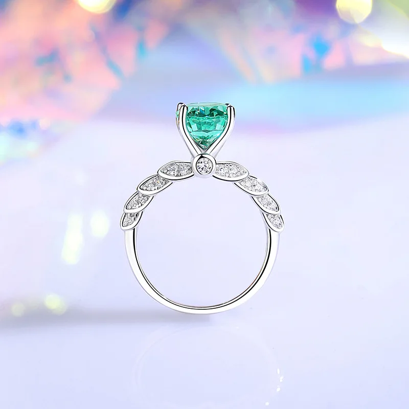 

New S925 Silver Zircon Ring Hand Set with 8 * 10 Pigeon Egg Simple Female Ring