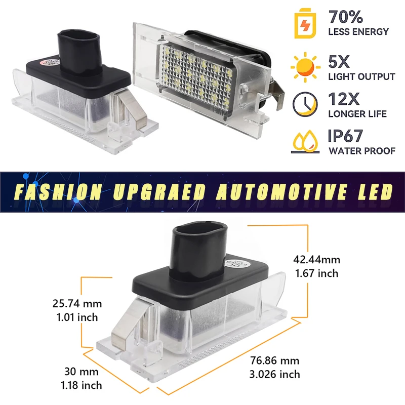 Número de LED matrícula luzes, lâmpadas para Renault Clio III, Laguna Megane, Mestre II, Opel Movano A, Nissan, OEM #7700796163, 2pcs