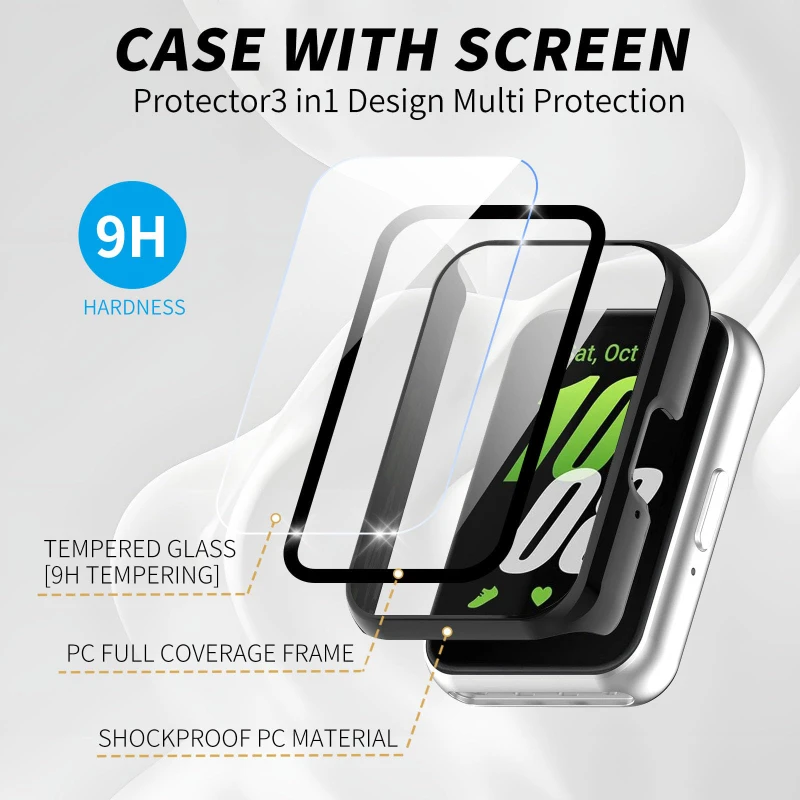 Glass+Case for Samsung Galaxy Fit 3 Tempered Glass Screen Protector & Hard PC Protective Bumper for Galaxy Fit3 Accessories image 4